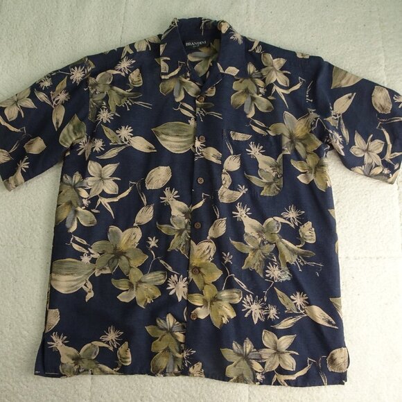 Brandini Pure Silk Hawiian Button Up Shirt Large - Picture 1 of 5